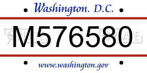 M576580 District Of Columbia License Plate