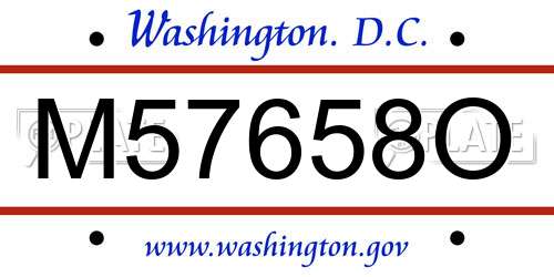M57658O District Of Columbia License Plate