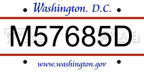 M57685D District Of Columbia License Plate