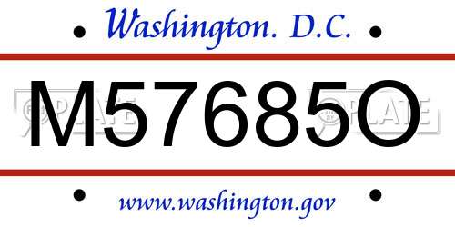 M57685O District Of Columbia License Plate