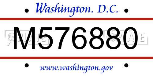 M576880 District Of Columbia License Plate