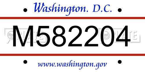 M582204 District Of Columbia License Plate