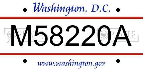 M58220A District Of Columbia License Plate