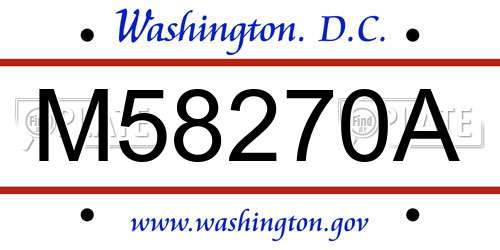 M58270A District Of Columbia License Plate