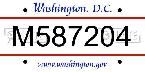 M587204 District Of Columbia License Plate