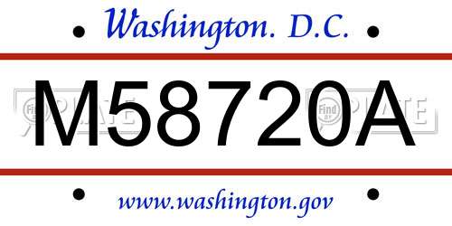 M58720A District Of Columbia License Plate