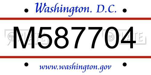 M587704 District Of Columbia License Plate