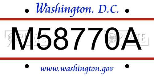 M58770A District Of Columbia License Plate