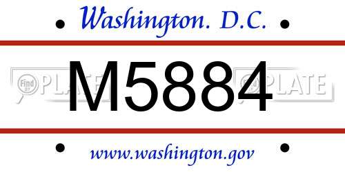 M5884 District Of Columbia License Plate