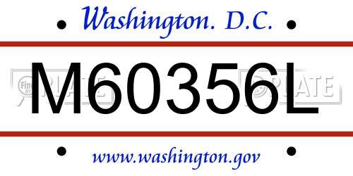 M60356L District Of Columbia License Plate
