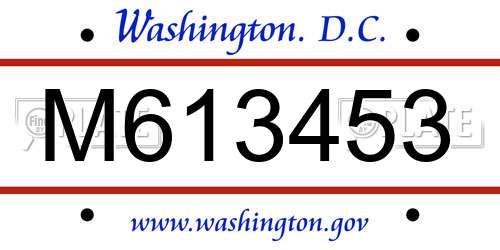 M613453 District Of Columbia License Plate