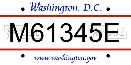 M61345E District Of Columbia License Plate