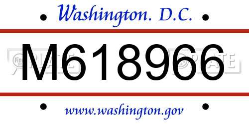 M618966 District Of Columbia License Plate
