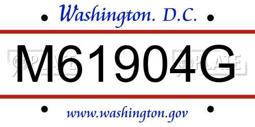 M61904G District Of Columbia License Plate