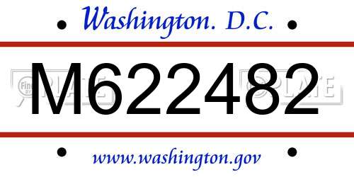 M622482 District Of Columbia License Plate