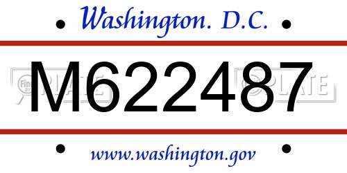 M622487 District Of Columbia License Plate