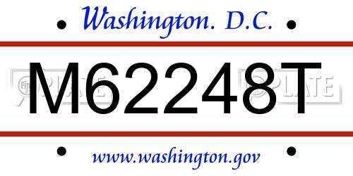 M62248T District Of Columbia License Plate