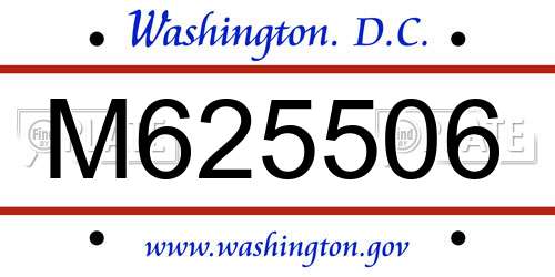 M625506 District Of Columbia License Plate