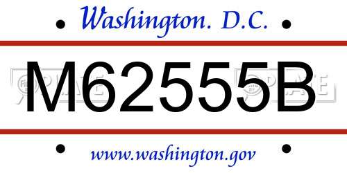 M62555B District Of Columbia License Plate