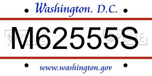 M62555S District Of Columbia License Plate