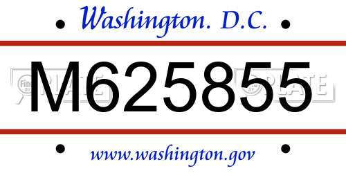M625855 District Of Columbia License Plate