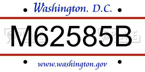 M62585B District Of Columbia License Plate