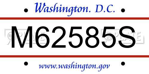M62585S District Of Columbia License Plate