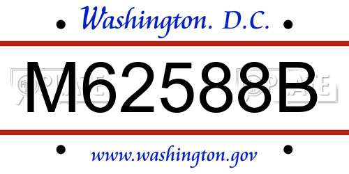 M62588B District Of Columbia License Plate