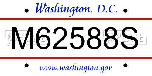 M62588S District Of Columbia License Plate