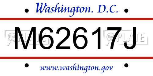 M62617J District Of Columbia License Plate