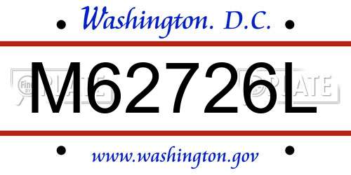 M62726L District Of Columbia License Plate