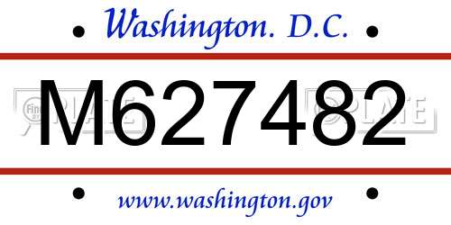 M627482 District Of Columbia License Plate