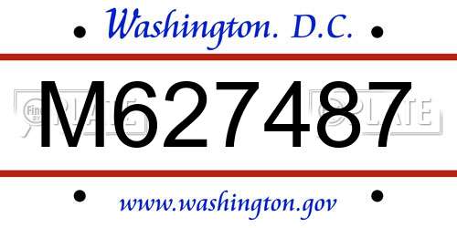 M627487 District Of Columbia License Plate