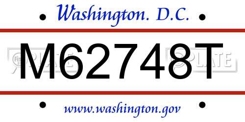 M62748T District Of Columbia License Plate