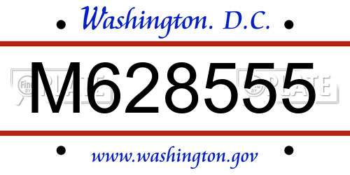 M628555 District Of Columbia License Plate