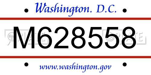 M628558 District Of Columbia License Plate