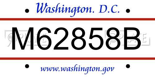 M62858B District Of Columbia License Plate
