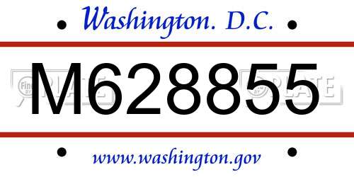 M628855 District Of Columbia License Plate