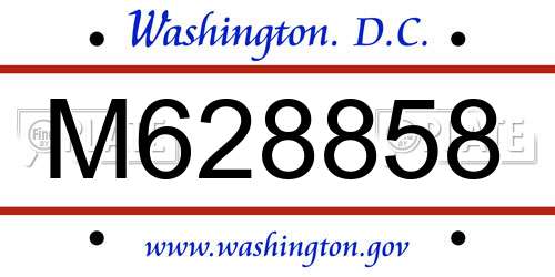 M628858 District Of Columbia License Plate