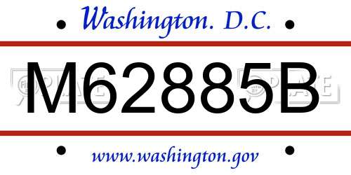 M62885B District Of Columbia License Plate