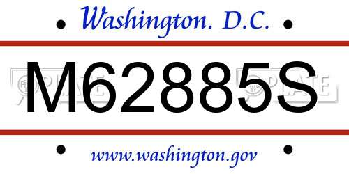 M62885S District Of Columbia License Plate