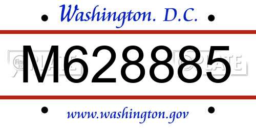 M628885 District Of Columbia License Plate