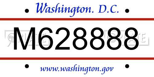 M628888 District Of Columbia License Plate