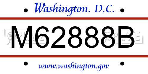 M62888B District Of Columbia License Plate