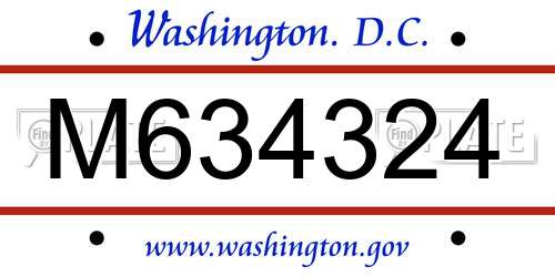 M634324 District Of Columbia License Plate