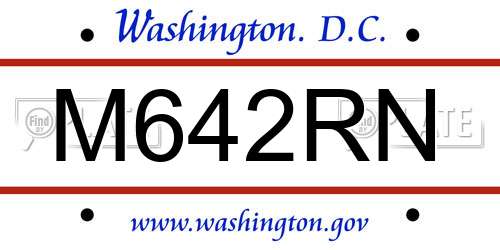 M642RN District Of Columbia License Plate