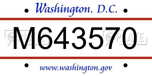 M643570 District Of Columbia License Plate