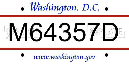 M64357D District Of Columbia License Plate