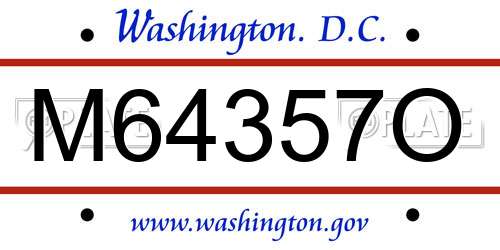 M64357O District Of Columbia License Plate