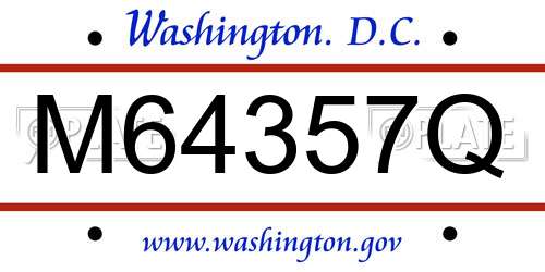 M64357Q District Of Columbia License Plate